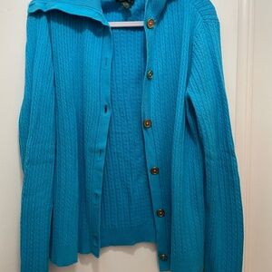 Lauren Ralph Lauren Cotton Cable Cardigan Sweater featuring Sailor Detail XL